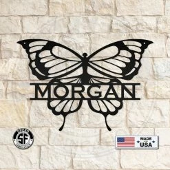 Speed Fabrication Monograms Personalized Butterfly Monogram Metal Sign
