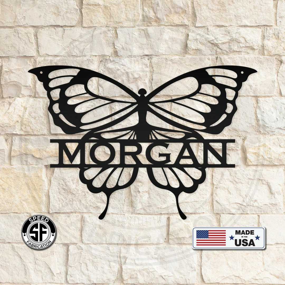 Speed Fabrication Monograms Personalized Butterfly Monogram Metal Sign