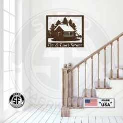 Speed Fabrication Hunting & Fishing Metal Signs Personalized Cabin With Deer Welcome Metal Sign