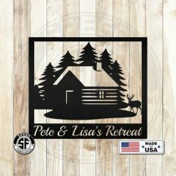 Speed Fabrication Hunting & Fishing Metal Signs Personalized Cabin With Deer Welcome Metal Sign