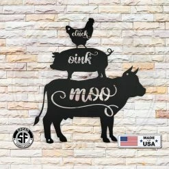 Speed Fabrication Farm Metal Signs Cluck Oink Moo Metal Farm Animal Sign