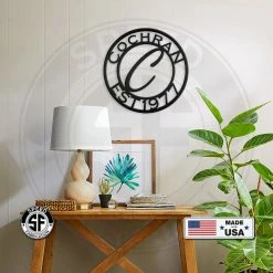 Speed Fabrication Personalized Monogram With Est Date Metal Sign