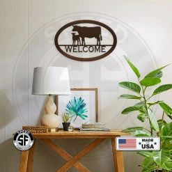 Speed Fabrication Farm Metal Signs Cow And Calf Welcome Metal Sign