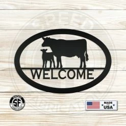 Speed Fabrication Farm Metal Signs Cow And Calf Welcome Metal Sign