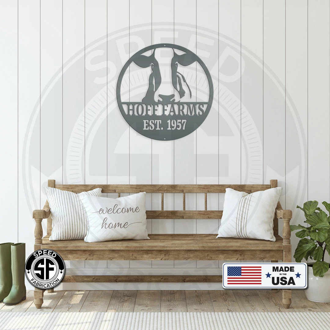 Speed Fabrication Farm Metal Signs Personalized Cow Farm With Established Date Metal Sign