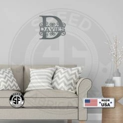 Speed Fabrication Personalized Split Curl Monogram Metal Sign