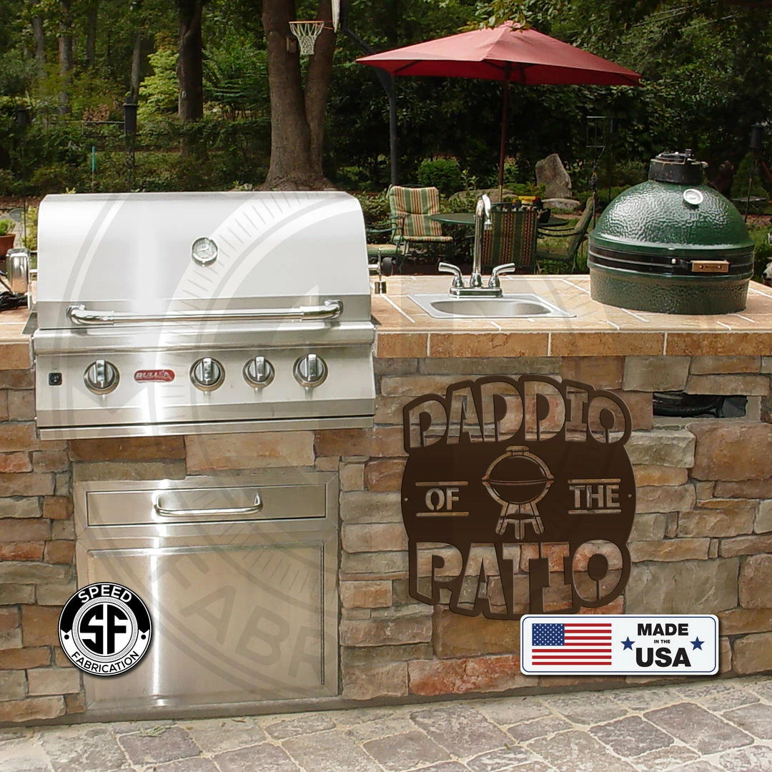 Speed Fabrication Daddio Of The Patio BBQ Metal Sign Outdoor Patio/Lawn Metal Signs