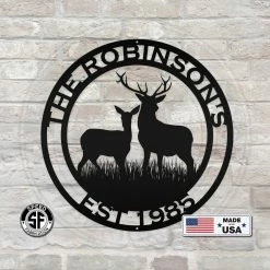 Speed Fabrication Deer Scene Metal Sign