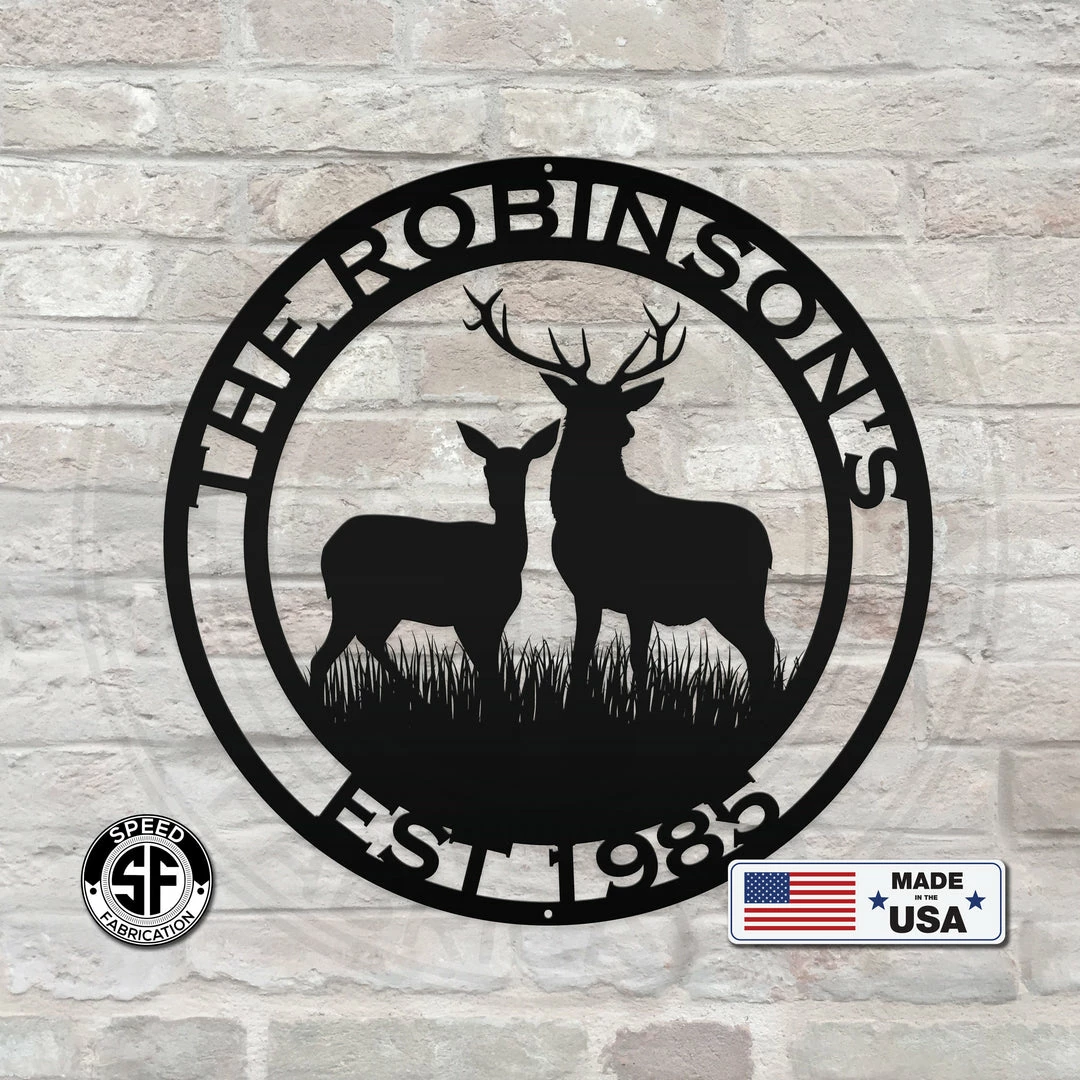 Speed Fabrication Deer Scene Metal Sign