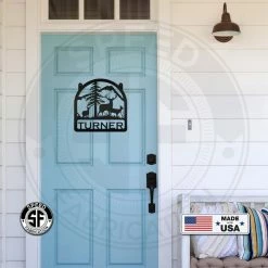 Speed Fabrication Deer Family Welcome Metal Sign