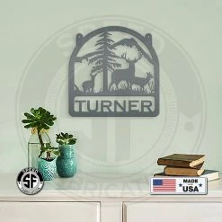 Speed Fabrication Deer Family Welcome Metal Sign