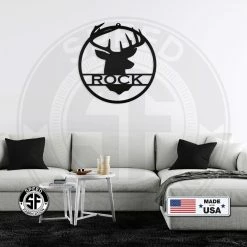 Speed Fabrication Hunting & Fishing Metal Signs Last Name Deer Monogram Wall Hanging Deer Head Metal Wall Sign Black Metal Sign Deer Head Home Decor Deer Head Metal Art Wedding Gift Groom