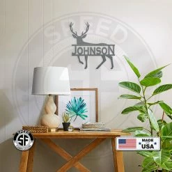 Speed Fabrication Hunting & Fishing Metal Signs Personalized Deer Monogram Metal Sign