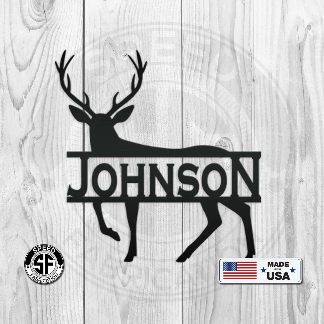 Speed Fabrication Hunting & Fishing Metal Signs Personalized Deer Monogram Metal Sign