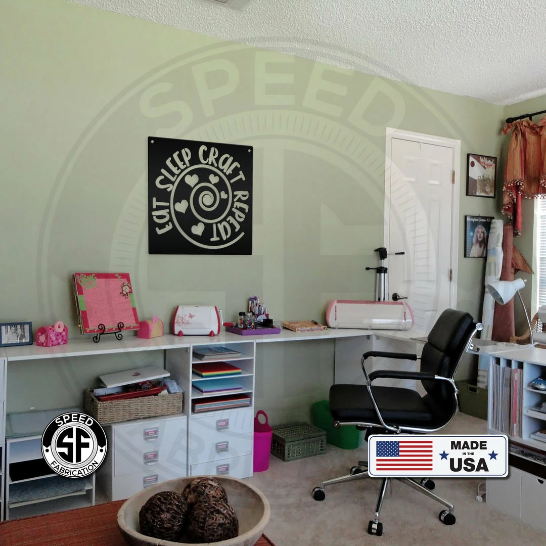 Speed Fabrication Eat Sleep Craft Repeat Metal Sign Words/Sayings