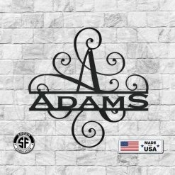 Speed Fabrication Elegant Swirl Family Name With Initial Home Decor & Gifts
