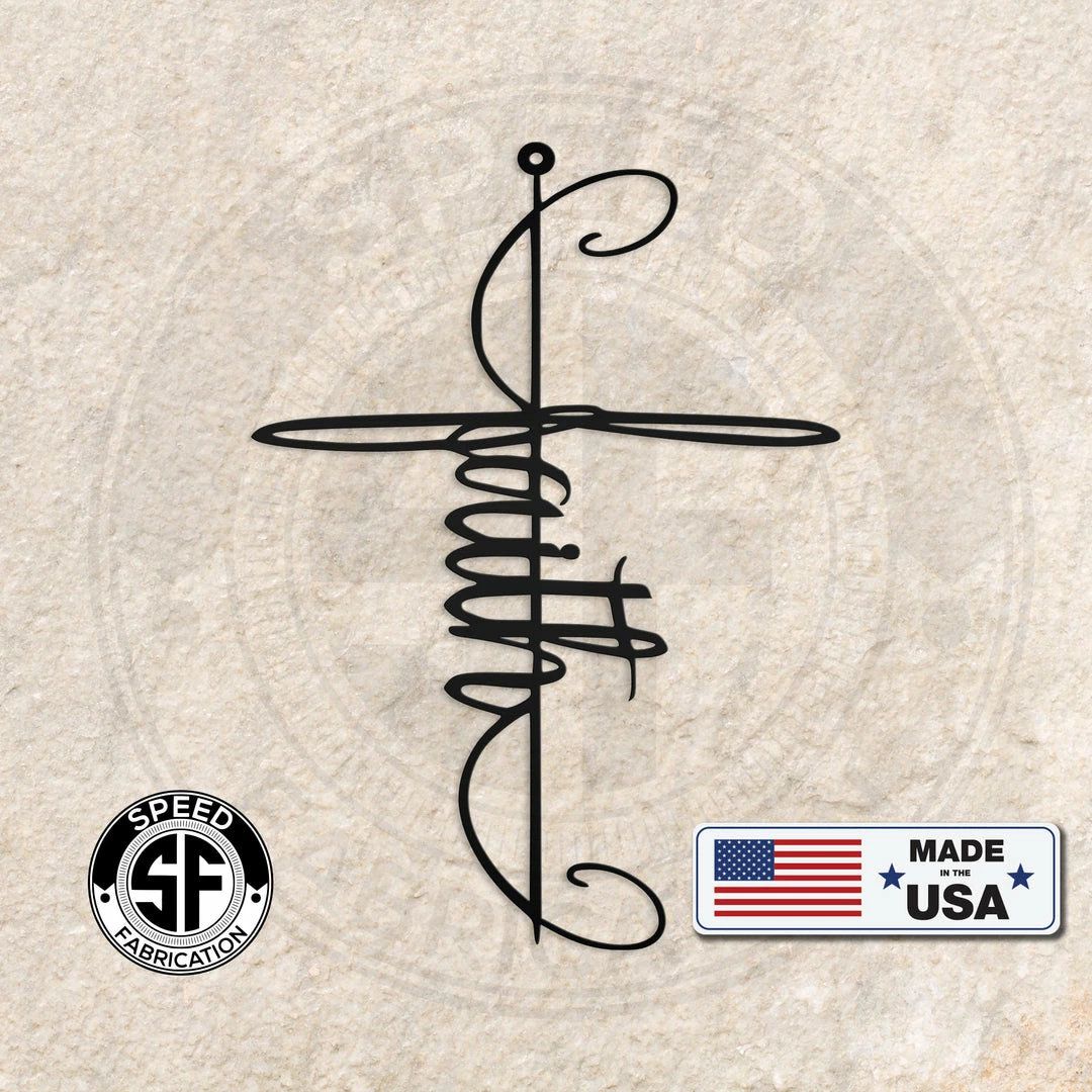 Speed Fabrication Faith Cross Wall Hanging Metal Sign Faith Christian Wall Art Faith Christian Home Decor Metal Wall Sign Easter Confirmation First Communion