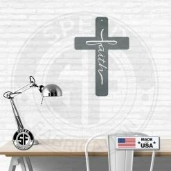 Speed Fabrication Home Decor & Gifts Faith Cross Metal Sign