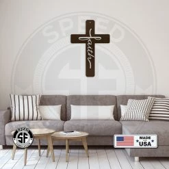 Speed Fabrication Home Decor & Gifts Faith Cross Metal Sign