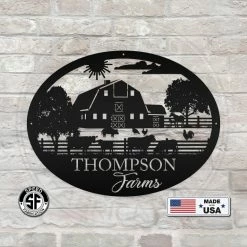 Speed Fabrication Personalized Farm Name And Farm Animals Oval Metal Sign
