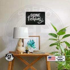 Speed Fabrication Gone Fishing Metal Sign Farm Metal Signs