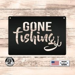 Speed Fabrication Gone Fishing Metal Sign Farm Metal Signs