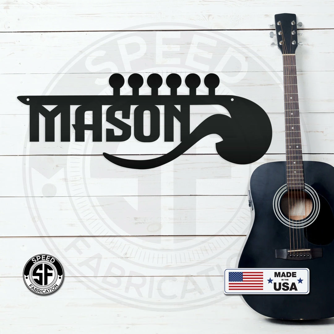Speed Fabrication Personalized Guitar Metal Sign Home Decor & Gifts