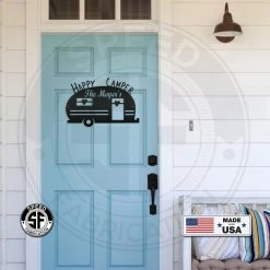 Speed Fabrication Personalized Happy Camper Family Name Metal Sign Home Decor & Gifts