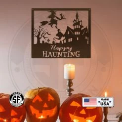 Speed Fabrication Halloween Metal Signs Happy Haunting Halloween Metal Sign