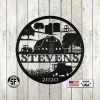 Speed Fabrication Round Personalized Harvesting Farm Scene With Year Metal Sign Farm Metal Signs