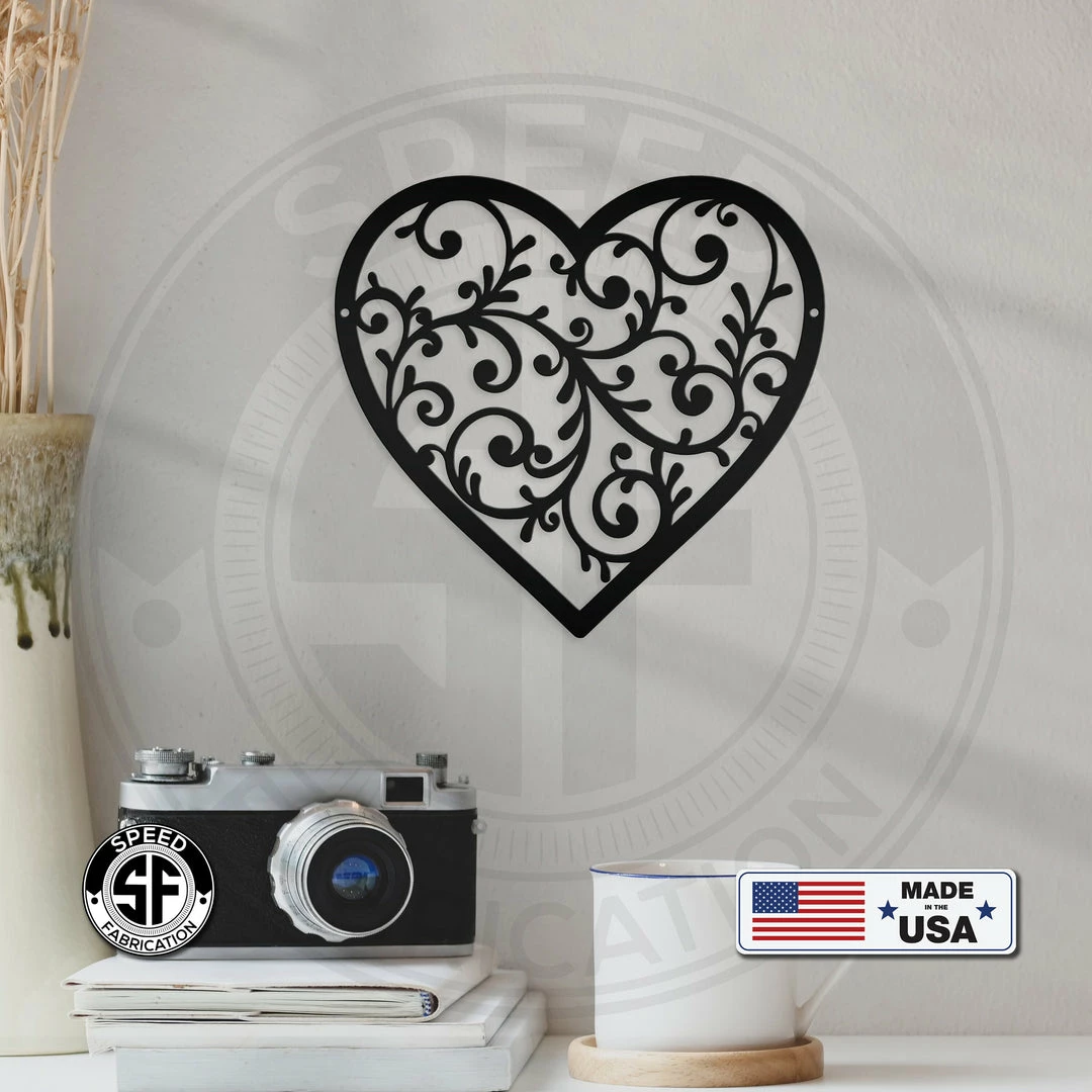 Speed Fabrication Decorative Scroll Heart Metal Sign Heart/Love Metal Signs