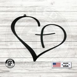 Speed Fabrication Cross Within Heart Outline Wall Decor