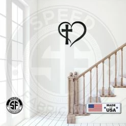 Speed Fabrication Cross Framed By Heart Wall Hanging Home Decor & Gifts