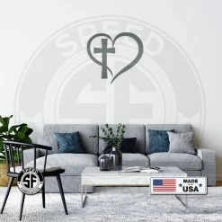 Speed Fabrication Cross Framed By Heart Wall Hanging Home Decor & Gifts
