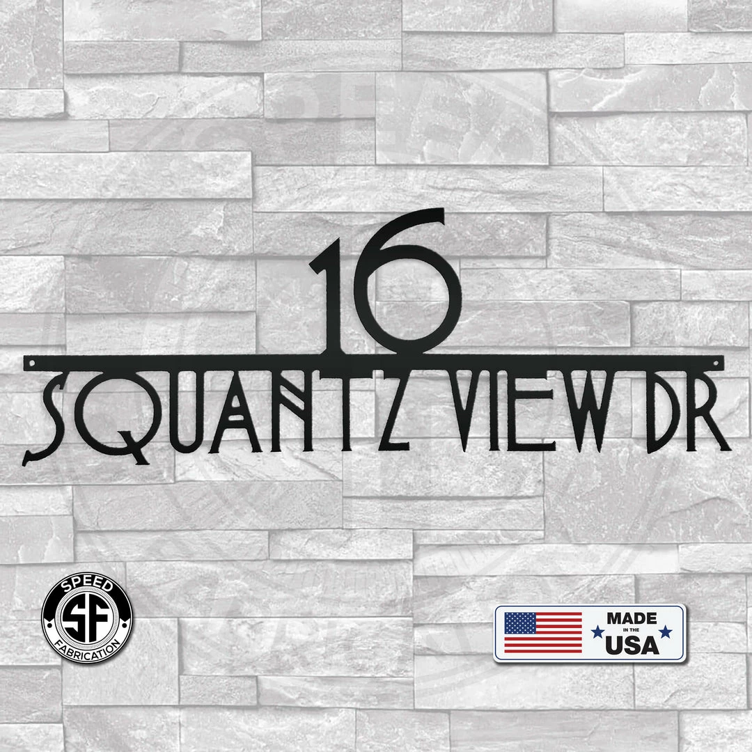 Speed Fabrication Art Deco Address Sign Address/House Number Metal Signs