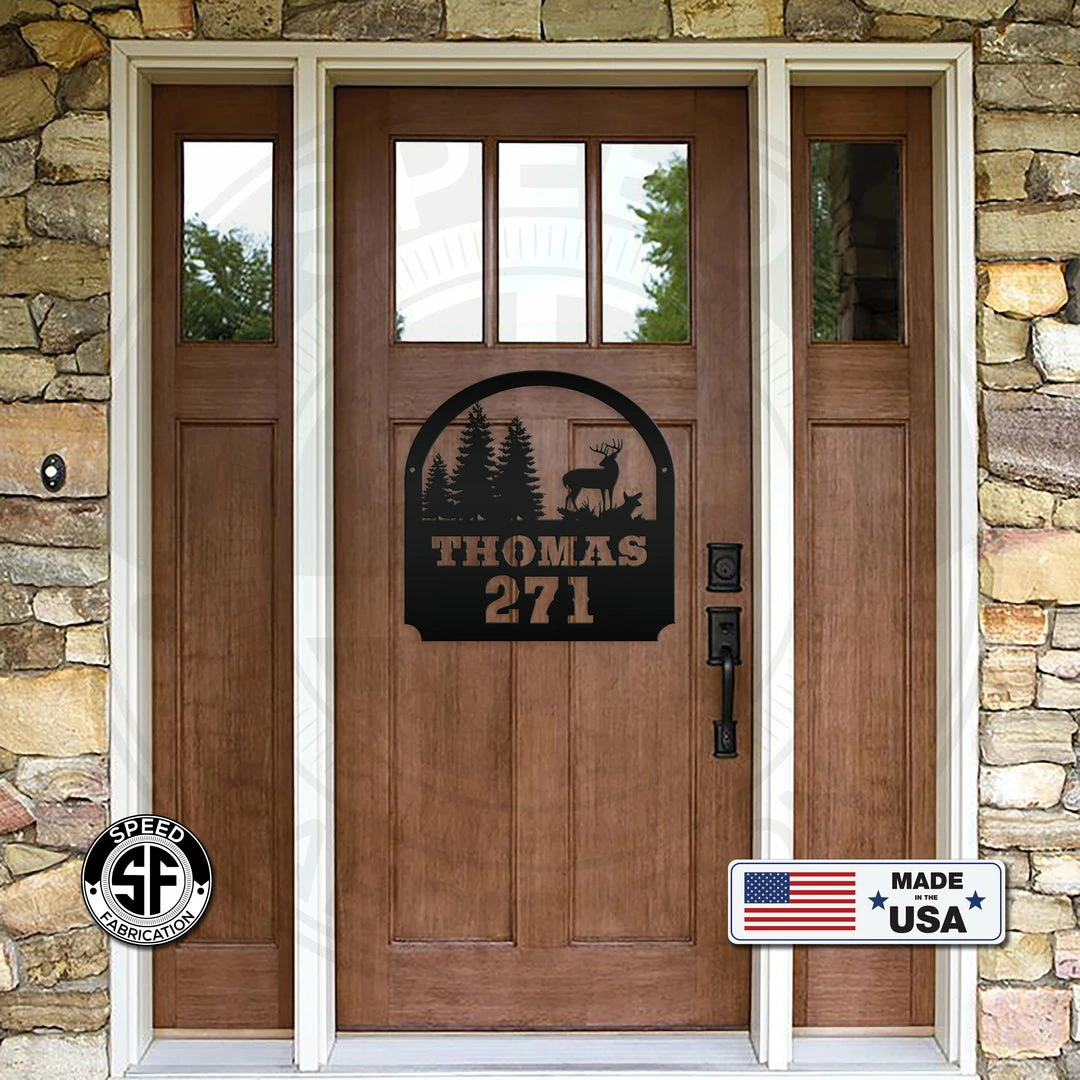 Speed Fabrication Custom Deer Scene Address Sign