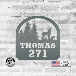 Speed Fabrication Custom Deer Scene Address Sign
