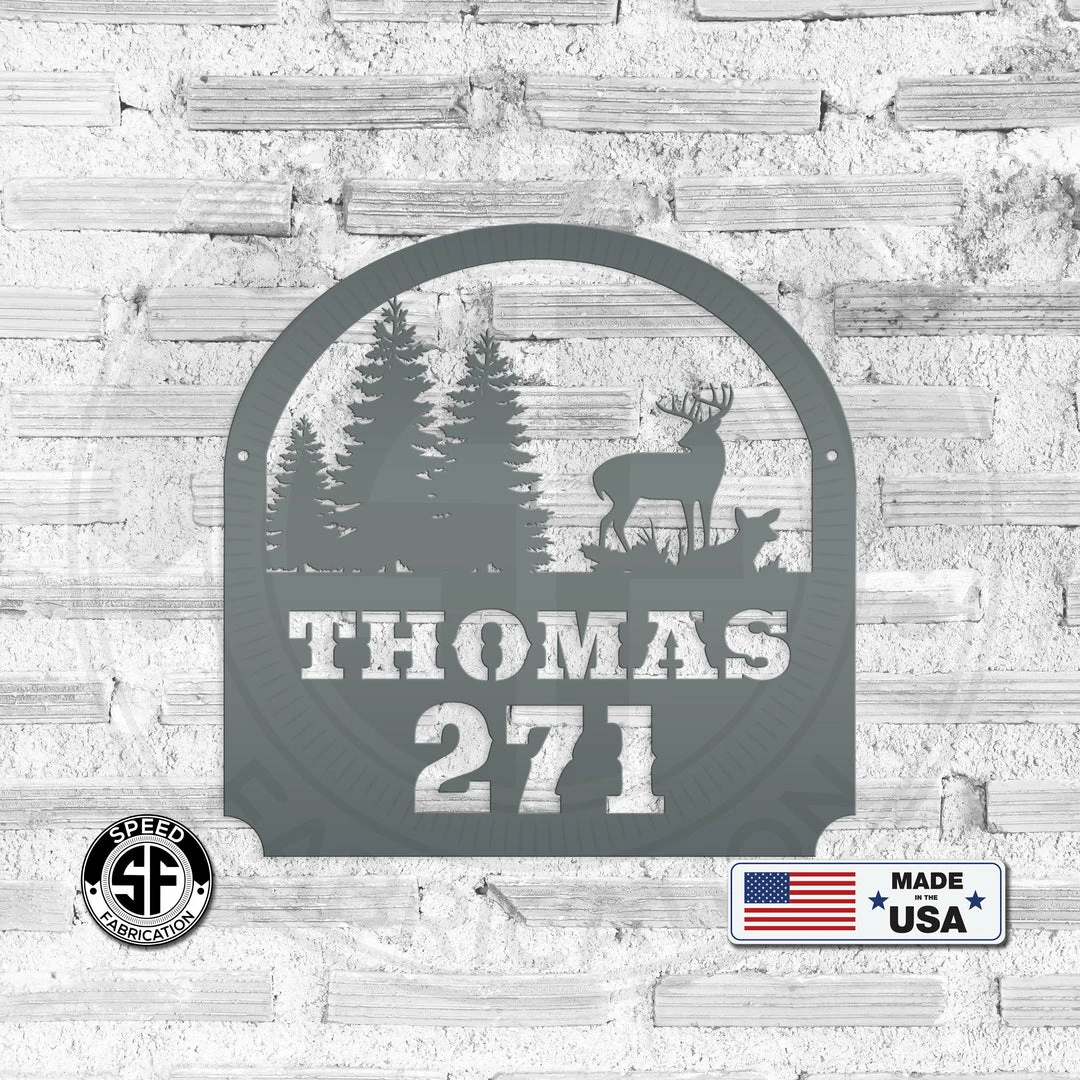 Speed Fabrication Custom Deer Scene Address Sign