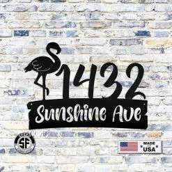 Speed Fabrication Personalized Flamingo Address Metal Sign Address/House Number Metal Signs