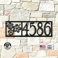 Speed Fabrication Address/House Number Metal Signs Tropical Address Sign