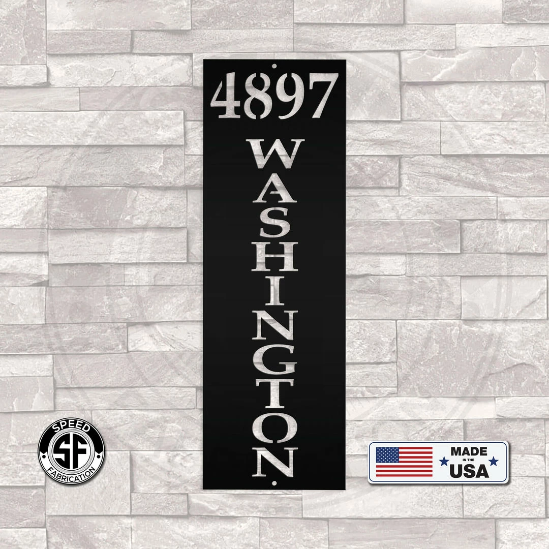 Speed Fabrication Personalized Vertical Address Metal Sign - Outdoor Address Sign