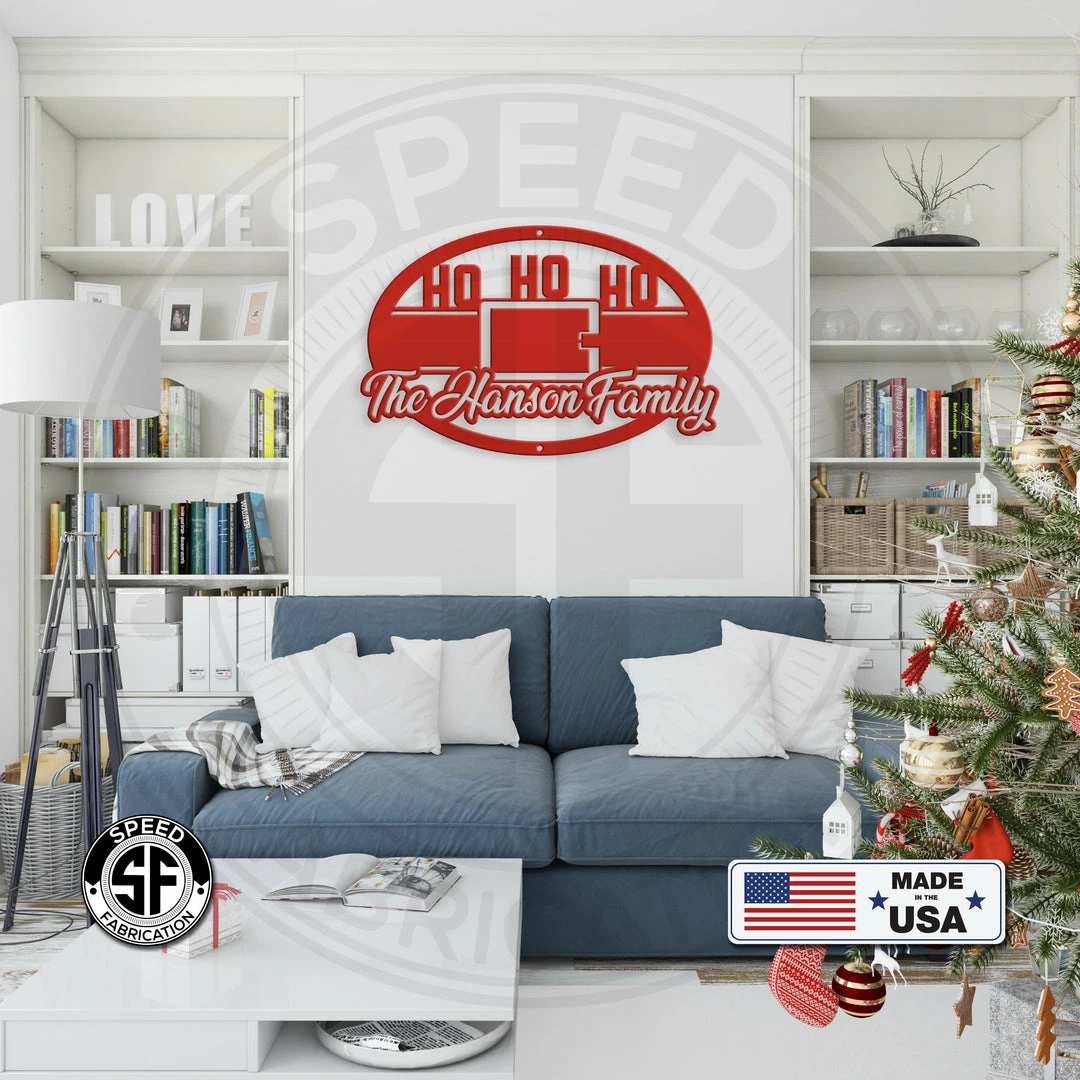 Speed Fabrication Christmas Metal Signs Personalized Family Name Ho Ho Ho Christmas Metal Sign