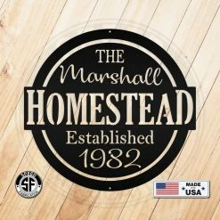 Speed Fabrication Personalized Family Homestead With Established Date Metal Sign