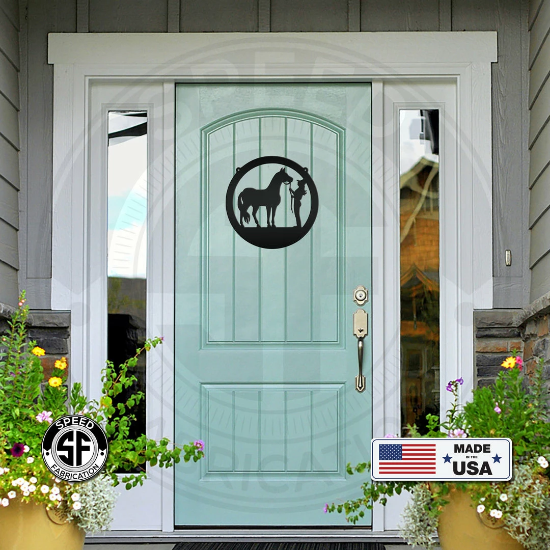 Speed Fabrication Farm Metal Signs Horse And Owner Metal Sign