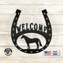 Speed Fabrication Horseshoe Welcome Metal Sign Farm Metal Signs