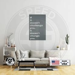 Speed Fabrication Doesn't Challenge, Doesn't Change Motivational Wall Hanging