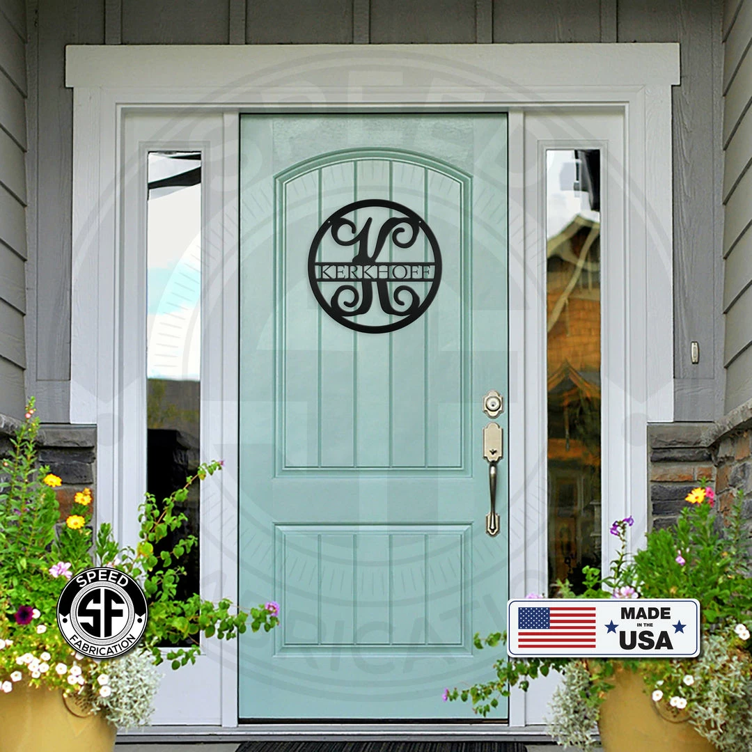 Speed Fabrication Vine Monogram Personalized Metal Sign