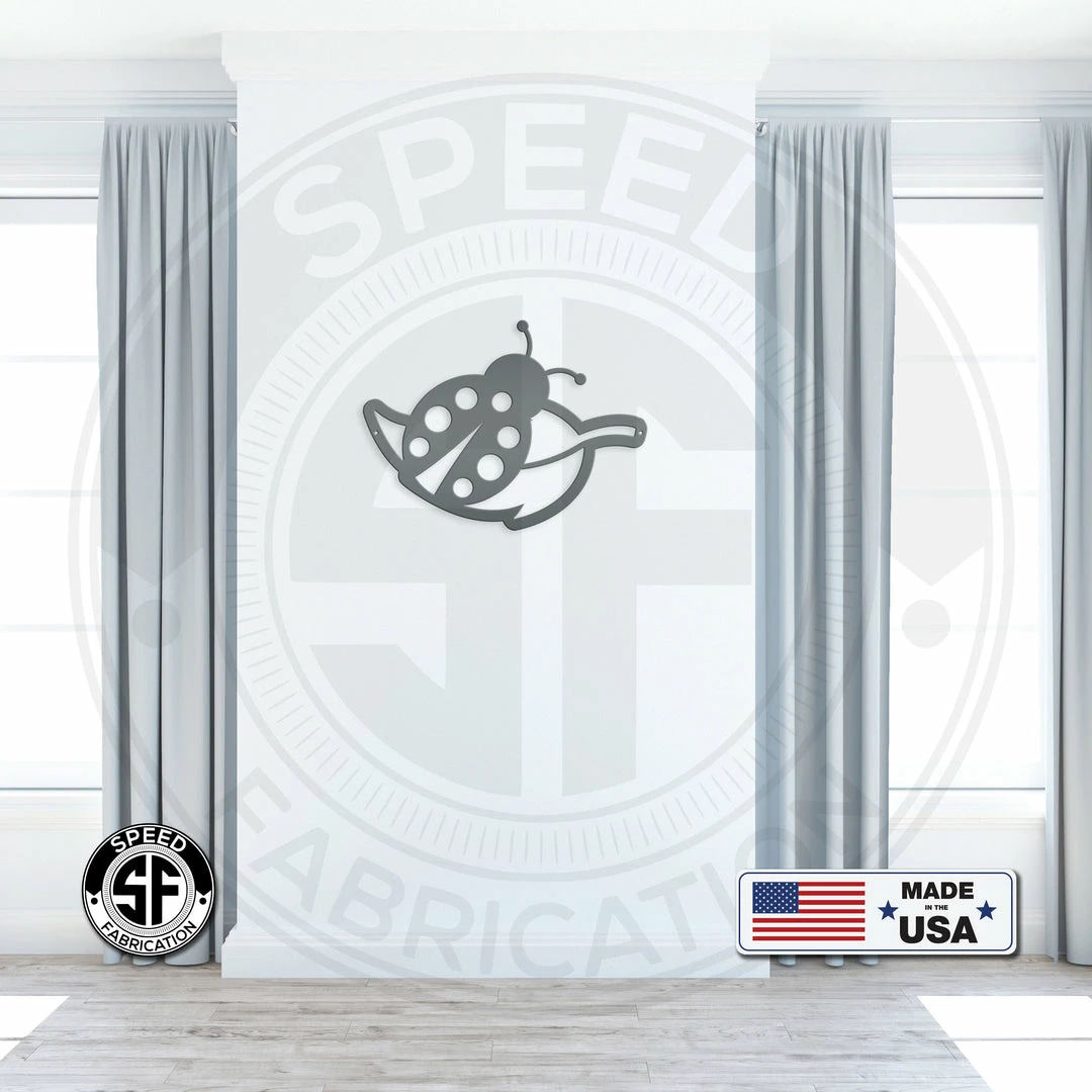 Speed Fabrication Decor Ladybug On Leaf Metal Sign