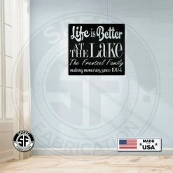 Speed Fabrication Customizable Lake Sign, Christmas Gift, Black Metal Sign, Gift For Dad, Gift For Mom