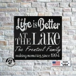 Speed Fabrication Customizable Lake Sign, Christmas Gift, Black Metal Sign, Gift For Dad, Gift For Mom